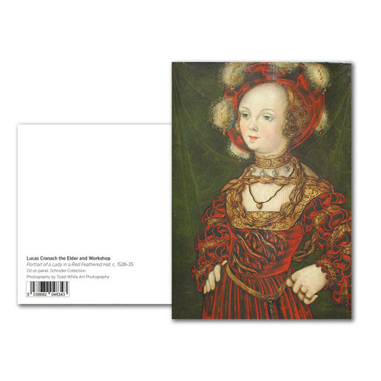 Portrait of a Lady in a Red Feathered Hat, c. 1528-35 (Lucas Cranach the Elder and Workshop) Postcard